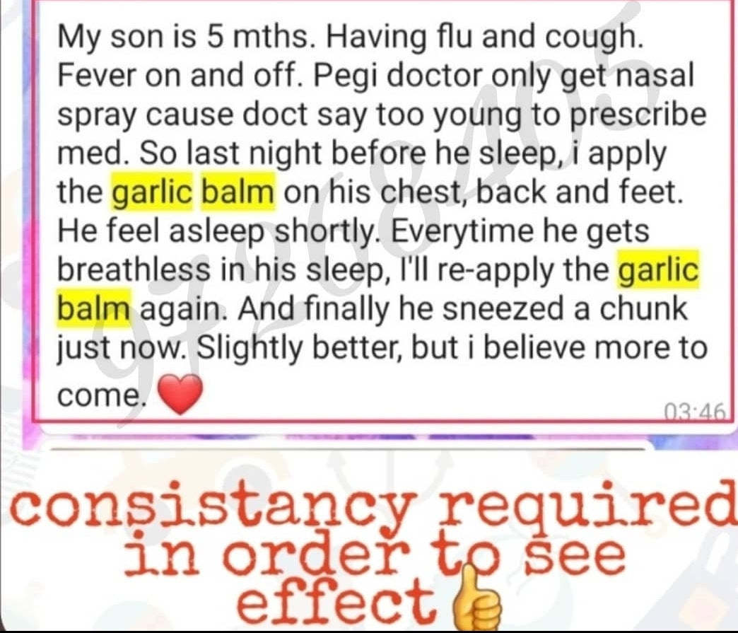 Garlic Balm for cough , flu and phlegm | for Baby to adults
