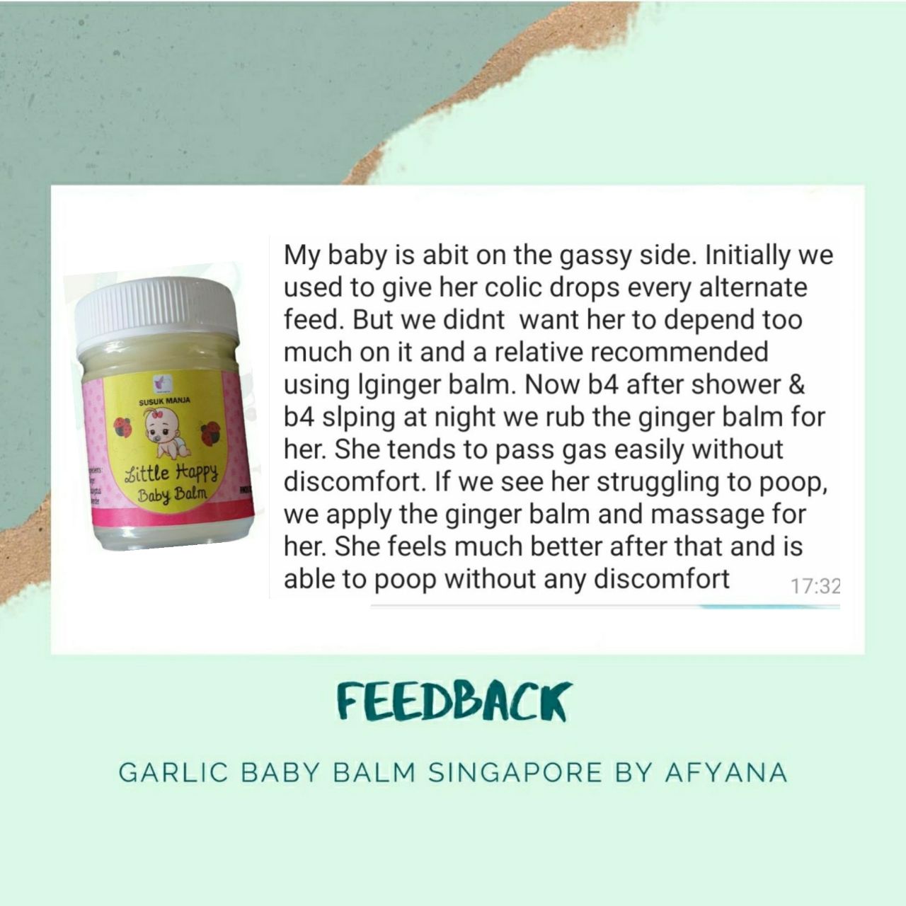 Ginger Balm ( Little Happy Baby Balm ) soothes cold | tummy discomfort / colic
